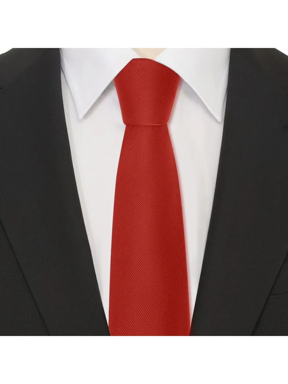 Men's Crimson Red Twill Diagonal Textured Silk Formal Necktie For Business Dress